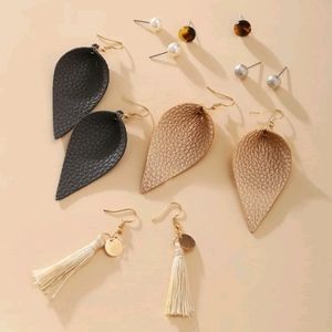 6 Pairs Tassel Charm Earrings